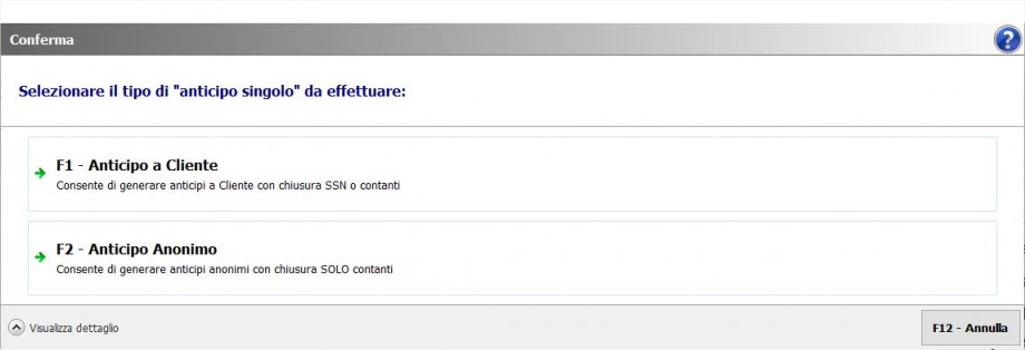 Avviso conferma tipo anticipo singolo