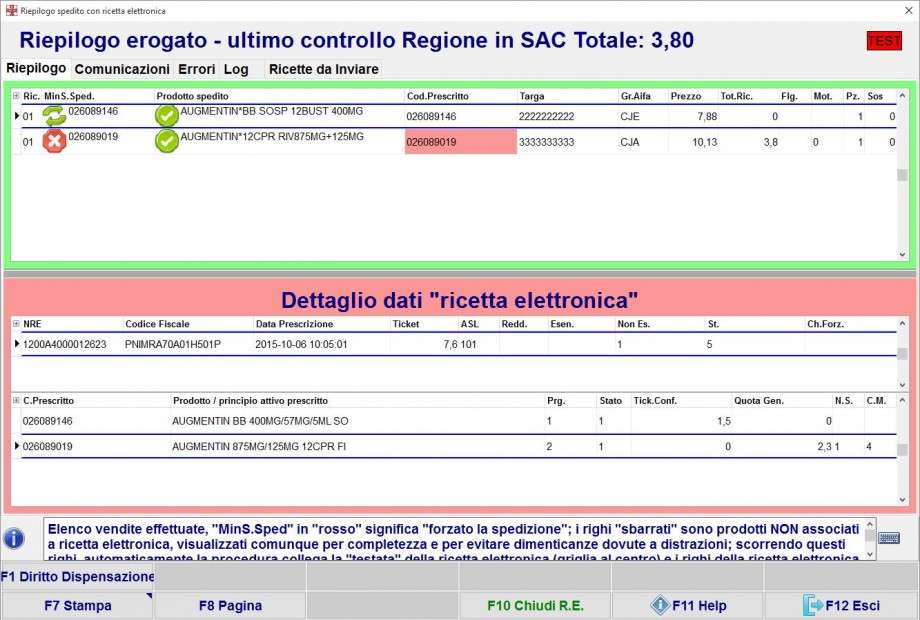 Riepilogo erogazione R.E.