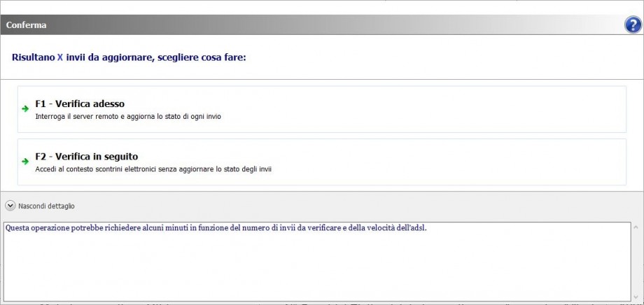 Conferma verifica invii S.E.