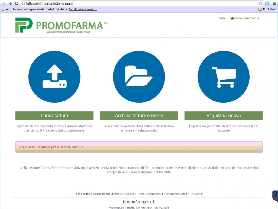 Rinnovo contratto invio F.E.