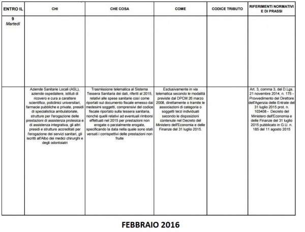 Scadenzario Agenzia delle Entrate