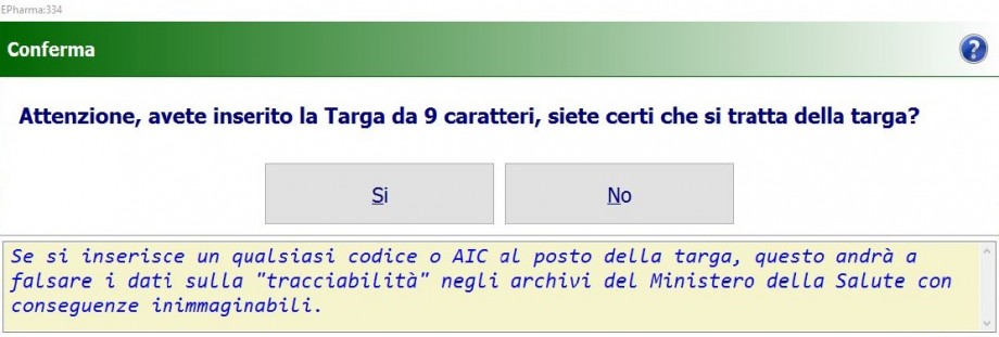 Conferma inserimento targa a 9 caratteri
