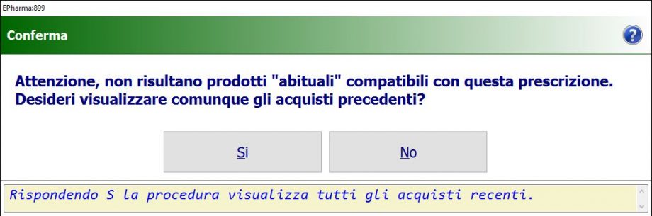 Avviso in R.E. terapia priva di storico acquisti abituali