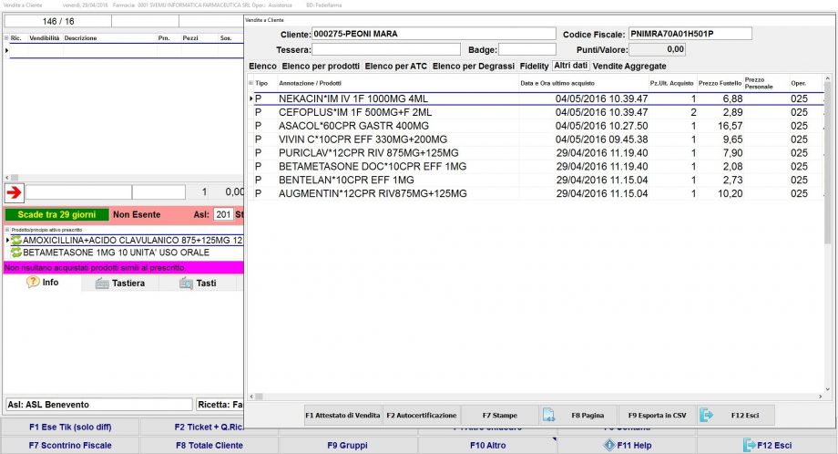 Elenco in R.E. terapia priva di storico acquisti abituali