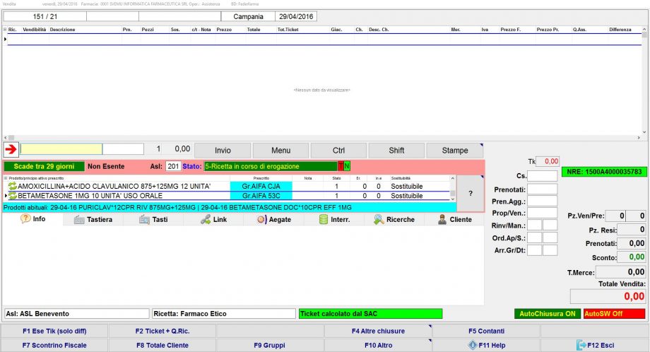 Stringa in R.E. terapia con storico acquisti abituali