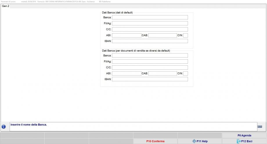 Inserimento dati bancari