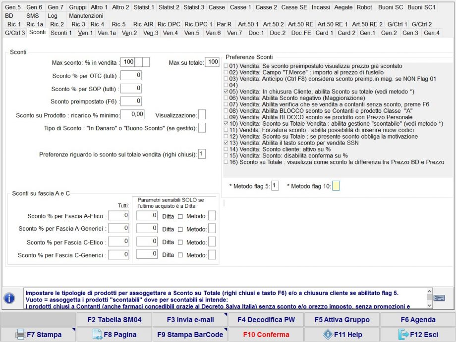 Parametri pagina Sconti